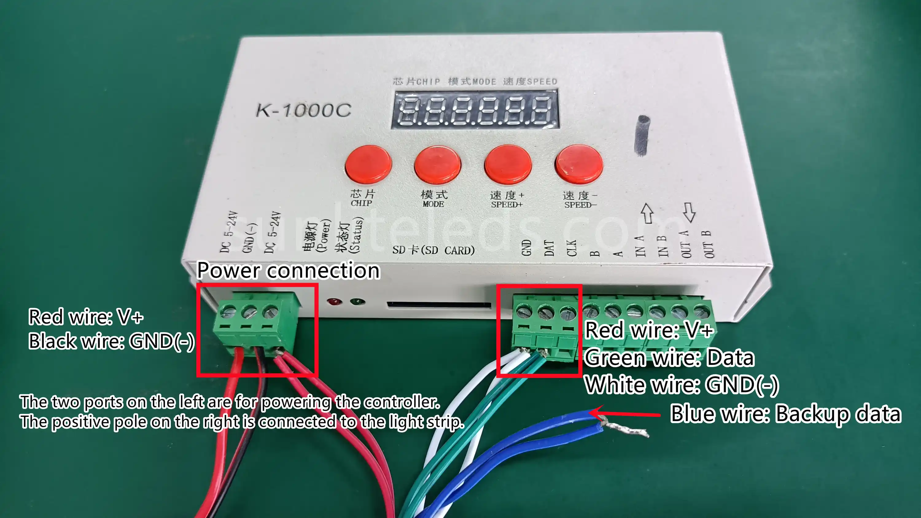 4 wire addressable LED strip connection