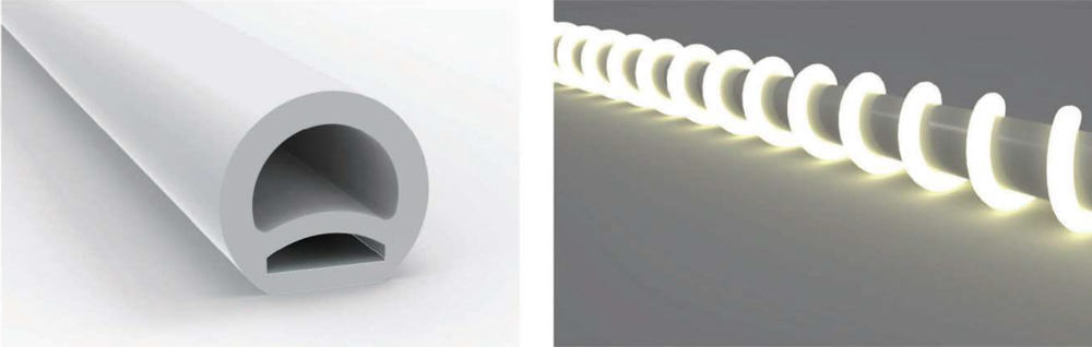 Diameter 20mm 270 degree vertical bend neon flex 10mm LED strip inside for art galleries application